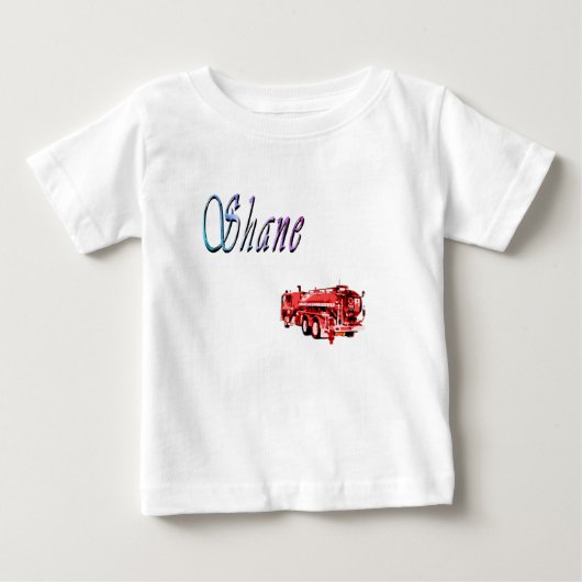 シャネの名前と消防車 ベビーTシャツ (正面)