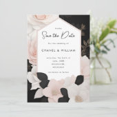 シャネルインスパイア黒白で日付を保存 招待状 (スタンド正面)