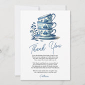 シャノワーズリー ブルー スタック ティーカップ ブライダル シャワー ティー サンキューカード (正面)