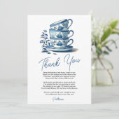 シャノワーズリー ブルー スタック ティーカップ ブライダル シャワー ティー サンキューカード (スタンド正面)