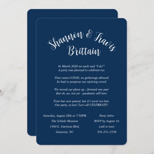 シャノンのためにカスタマイズされた、結婚式の秘密の式 招待状 (正面/裏面)