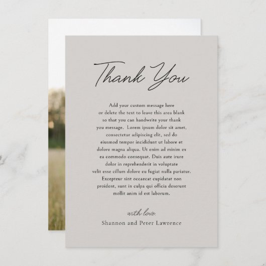 シャノングレーエレガントな結婚式 サンキューカード (正面/裏面)