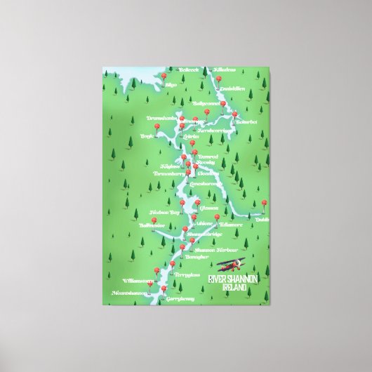 シャノン川の地図 キャンバスプリント (正面)