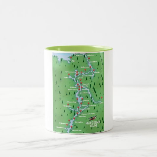 シャノン川の地図 ツートーンマグカップ (中央)