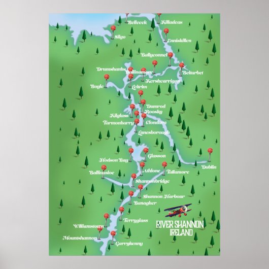 シャノン川の地図 ポスター (正面)