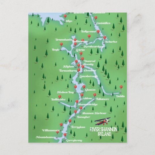 シャノン川の地図 ポストカード (正面)