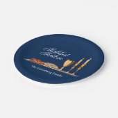 シャバットシャロムカスタムブルーサブバスディナー ペーパープレート (アングル)