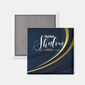 シャバットシャロムブルー金ゴールドライン幾何ストライプ マグネット (正面/裏面)