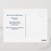 シャバットシャロムユダヤ人ディナーネイビーブルー金ゴールド 箔シーズンポストカード (裏面)