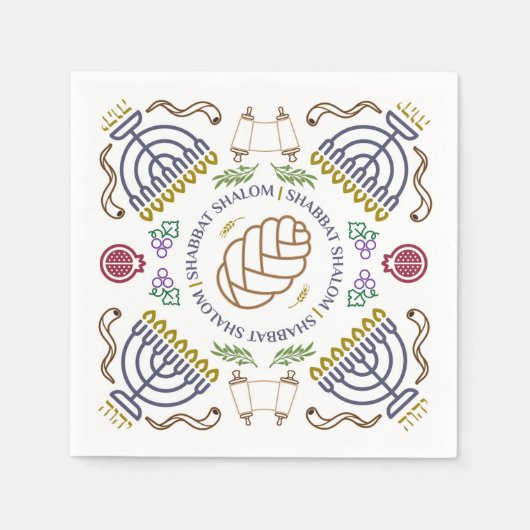 シャバートシャロムカクテルモダンナプキンス スタンダードカクテルナプキン (正面)