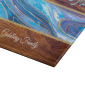 シャバートシャロムブルー大理石ウッドエフェクト溶融ガラス カッティングボード (角)