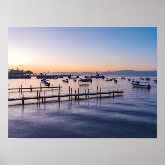 シャパラメキシコの湖の早朝の景色 ポスター (正面)