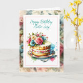 シャビーかわいらしシックフローラパーソナライズされた誕生日 カード (黄色い花)