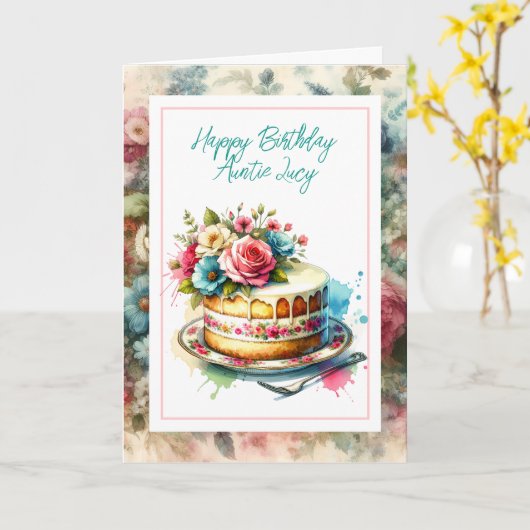 シャビーかわいらしシックフローラパーソナライズされた誕生日 カード (黄色い花)