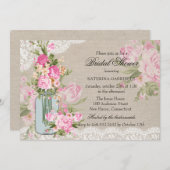 シャビーかわいらしシック・レース&フローラブライダルシャワー 招待状 (正面/裏面)