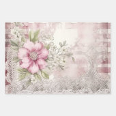 シャビーかわいらしビーシックなクリスマスフローラタータンチェックミックス ラッピングペーパーシート (正面)