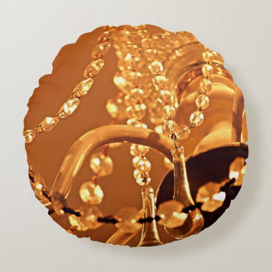 シャビーきらきら光るシャンデリア3-金ゴールドラウンド装飾用クッション ラウンドクッション (正面)