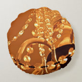 シャビーきらきら光るシャンデリア3-金ゴールドラウンド装飾用クッション ラウンドクッション (裏面)