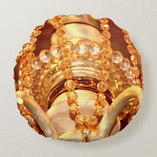 シャビーきらきら光るシャンデリア4-金ゴールドラウンド装飾用クッション ラウンドクッション (正面)