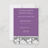 シャビーなウェディングの返信カード - 木、レース、紐のハート 招待状 (裏面)