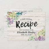 シャビーなウッドと瑞々しい多肉植物のウェディングシャワー飾り付けのアイデア インビテーションポストカード (正面/裏面)