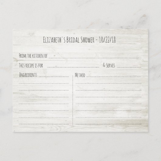 シャビーなウッドと瑞々しい多肉植物のウェディングシャワー飾り付けのアイデア インビテーションポストカード (裏面)