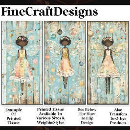 シャビーなシックなアフリカ系アメリカ人エンジェルAM2デコページ 薄葉紙