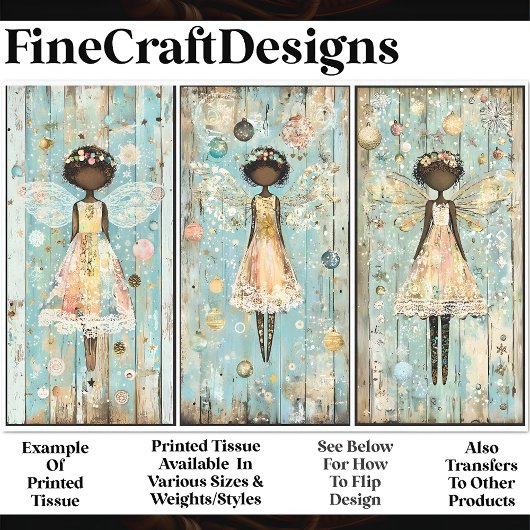 シャビーなシックなアフリカ系アメリカ人エンジェルAM2デコページ 薄葉紙