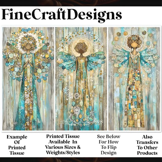 シャビーなシックなアフリカ系アメリカ人エンジェルAM3デコページ 薄葉紙