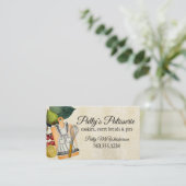 シャビーなシックなエプロンナイフひげシェフのケータリングカード 名刺 (スタンド正面)