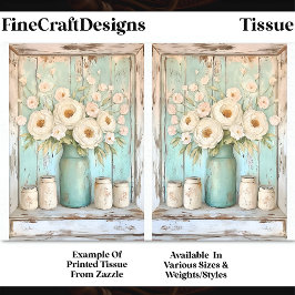 シャビーなシックなクリーム牡丹、アクアジュグDV5Bデコページ 薄葉紙