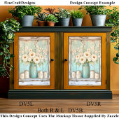 シャビーなシックなクリーム牡丹、アクアジュグDV5Rデコページ 薄葉紙