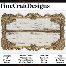 シャビーなシックな木材+金ゴールドスクロールフレームAN2デコページ 薄葉紙