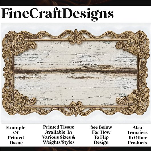 シャビーなシックな木材+金ゴールドスクロールフレームAN2デコページ 薄葉紙