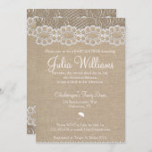 シャビーなレースと麻のベビーシャワー招待状 招待状 (正面/裏面)