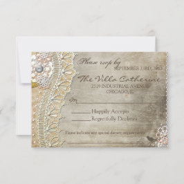 シャビーなレースのダメージ加工された結婚式の受付 RSVP