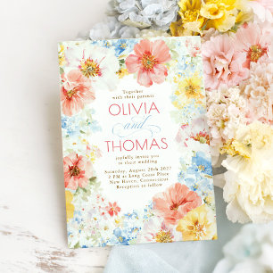 シャビーなヴィンテージ フラワー ボヘミアン エレガント ウェディング 招待状