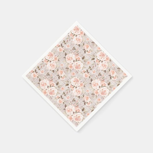 シャビーな木材とロマンチックなバラの shabby chic ウェディング スタンダードカクテルナプキン (角)