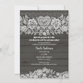 シャビーな木材と白のレースを使用したカントリー調のウェディングシャワー 招待状 (正面)