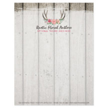 シャビーな花と鹿の角のクラシックなデザイン - ナチュラルでおしゃれなローズと木材