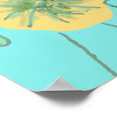 シャビーアクアオレンジレッドウォーターカラーポピーのアートポスター ポスター (角)