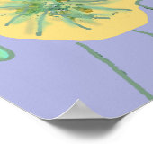 シャビーアクアオレンジレッドウォーターカラーラベンダーポピー ポスター (角)