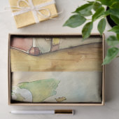 シャビーウォーター色のヴィンテージスーツケースの世界地図 薄葉紙 (ギフト)