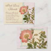 シャビーエレガンスヴィンテージシックなピンクドッグバラ 名刺 (正面/裏面)