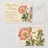 シャビーエレガンスヴィンテージシックなピンクドッグバラ 名刺 (正面/裏面)