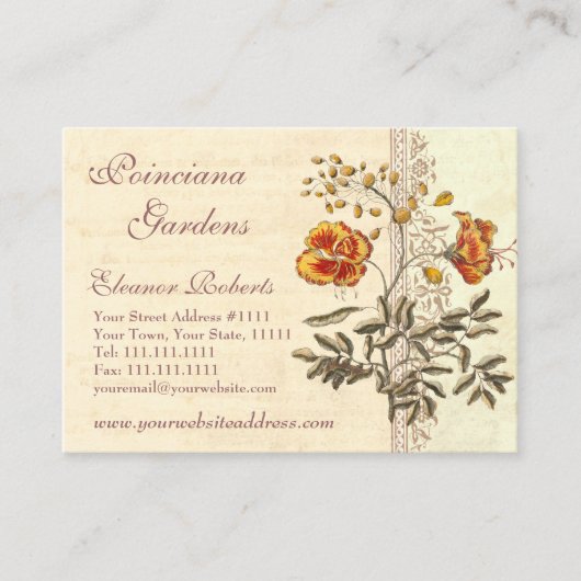シャビーエレガンスヴィンテージポインシアナフラワーズ 名刺 (正面)
