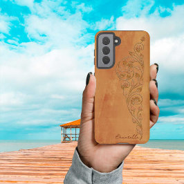 シャビーエレガントビーガーリーゴールデンイエローフローラ名 SAMSUNG GALAXY S21ケース