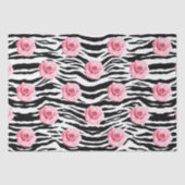 シャビーエレガントビーシックなピンクのバラとゼバのストライプ 薄葉紙 (正面)