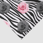 シャビーエレガントビーシックなピンクのバラとゼバのストライプ 薄葉紙 (詳細)