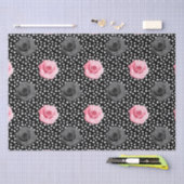 シャビーエレガントビーシックなピンクローズアンド水玉模様 薄葉紙 (クラフト)